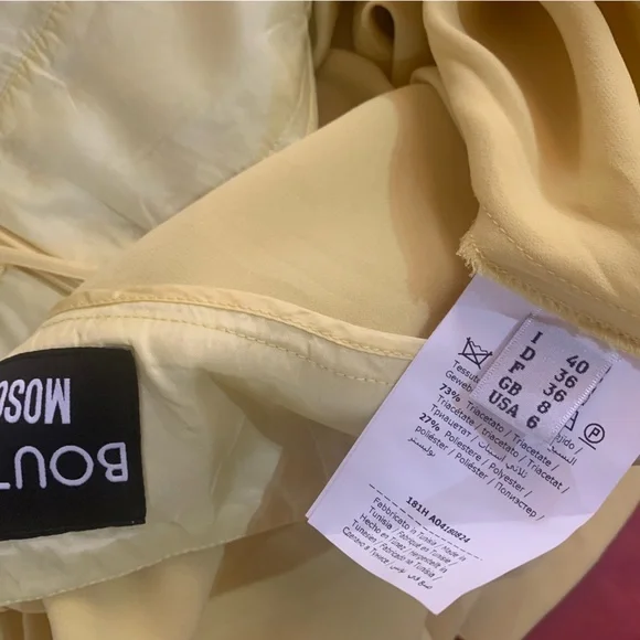 MOSCHINO BOUTIQUE Pastel Yellow Baby Doll Midi Asymmetrical Dress size 6 - Picture 9 of 13